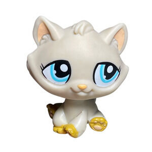 Authentic Littlest Pet Shop LPS Cat Kitten #1364 Beige Cat Hasbro Original